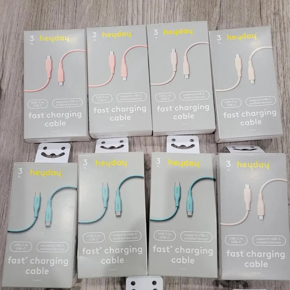 11 Pack -  Of Heyday 3 FT Fast Charging Cable USB-C To USB-C LOT #3